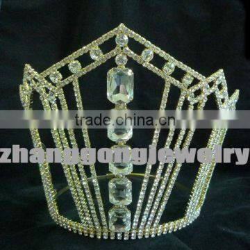 Gold plated beauty crystal pageant crown and tiara