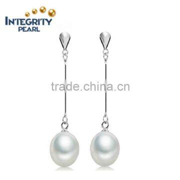 Fashion freshwater long dangle pearl earring 8-9mm AAA traditional natural freshwater pearl earring