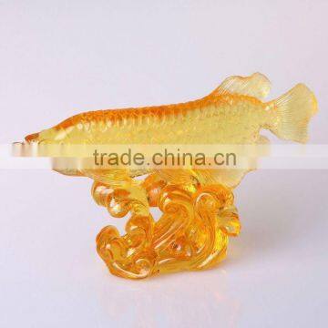 BS116 color crystal gift of fengshui themed golden dragon fish for office or home decor