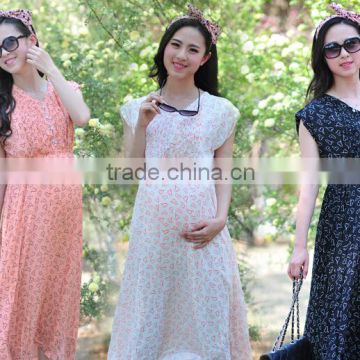 Summer sweat floral maternity dress, pregnant women dress, maternity clothes