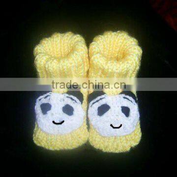 Yellow colors panda design handmade baby socks