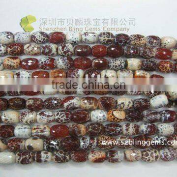 New arrival Gemstone loose beads Fire agate barrel shape beads16"