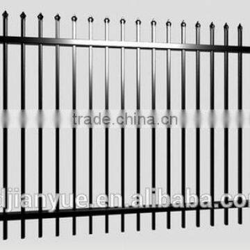 black galvanized steel fence