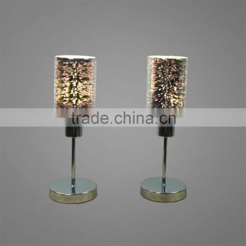 Chrome Metal Base And Stem With Beautiful Sparkle Glass Lampshade Bedside table lamp Decorative Table Lamp