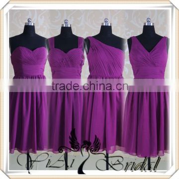 RSE66 Royal Purple Knee Length Chiffon Bridesmaid Dress Patterns