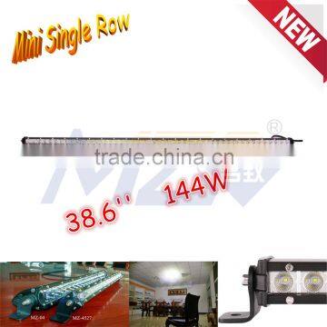 Latest LED Light Bar Mini Single Row, MZ 144W 38.6'' CRE E super brightness mini single row, made in China Die cast aluminum led