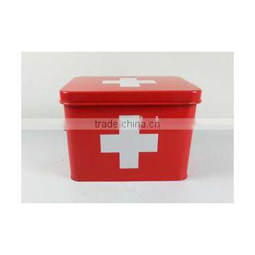 PT Medicine Storage Box Metal Red with White Cross Large