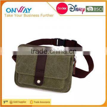 Small Canvas Multiple Pocket Adjustable Fanny Pack Travel Military Waist Bag