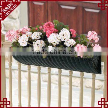 UV-resistant outdoor balcony decor PE rattan railing hanging garden planter