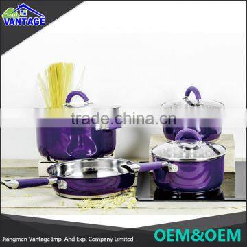 High Quality Stainless Steel Cooking Pot Color Coating Wholesale Cookware With Glass Lid photo-1