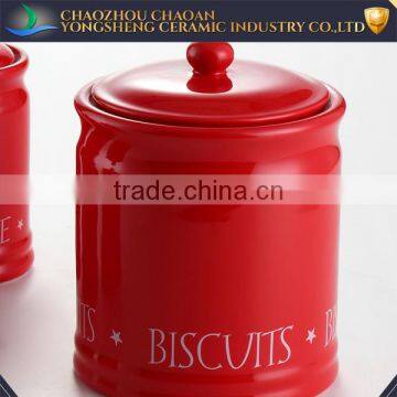 Home Storage Ceramic Red Glazed Airtight Canister 5pcs for Sale photo-4