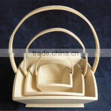 Unfinished handmade decorative wooden handel basket wholesale