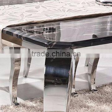 Simple Stainless Steel 4 Legs Dining Table Set photo-5