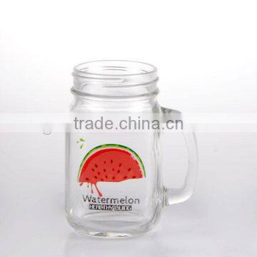 15oz Cute Fruit Decal Glass Mason Jar With Handle photo-3
