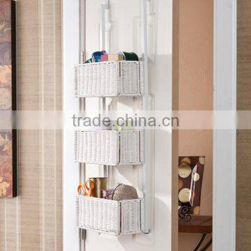 3 Tiers Over the Door Metal and Plastic Hanging Basket Storage Shelf Plastic Basket photo-2