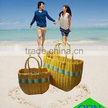 Cheap woven colorful beach bag