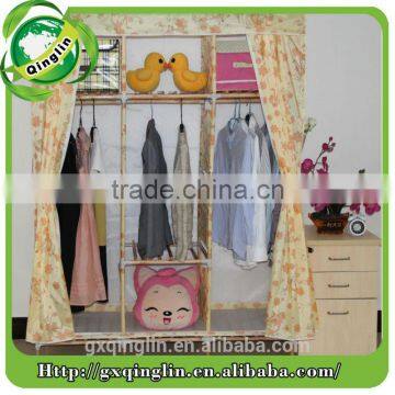 simple folding Oxford fabric high qulity solid wood bedroom wardrobes