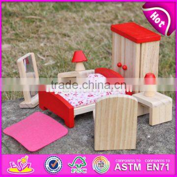 2017 New Design Children Toys Red Wooden Dolls House Furniture W06B053 photo-5
