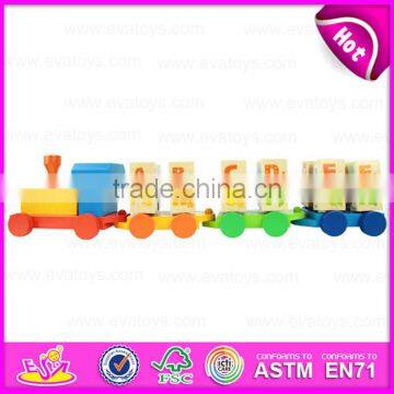 Colourful ABC Letters Wooden Rotational Train Pull Along Toy,Best Selling Wooden ABC Train Toy With Blocks W05C027 photo-2