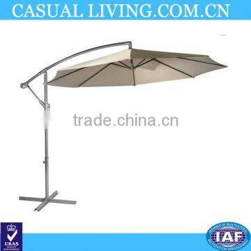 10ft Outdoor Patio Sun Shade Umbrella Hanging Offset Crank W/ Corss Base Garden Beige