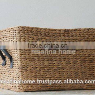 Water Hyacinth Basket With Leather Handles photo-2