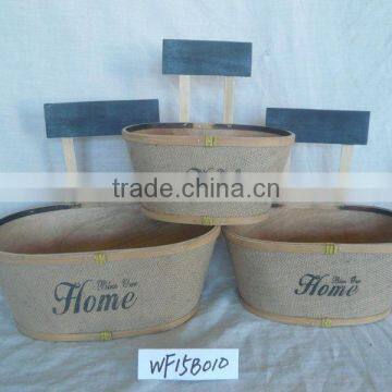 Triangle Wood Flower Pots Decorated With Blue Wooden Sign photo-5