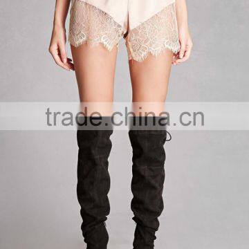 Sexy Ladies Shorts Eyelash Lace Scalloped Hem Satin 100% Polyester Shorts Extender photo-2