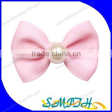 MSD wholesale pink ribbon bow with peal for clothing/dress decoration