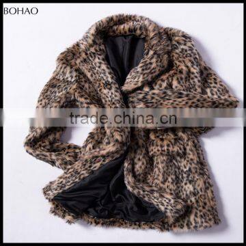 2017 New Fashion Thick Leopard Fake Fur Coat Women