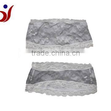 grey embroidery tube bra top strapless sexy lace tube bra (accept OEM)