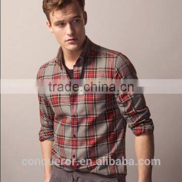 New Design Small Checked Blends Cotton Men Shirt SL0078 photo-3