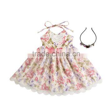 Boutique Baby Clothing Girl Spring Dress Girl Flower Dress With Headband photo-4