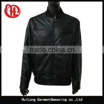 customized bomber style men pu leather jacket for men