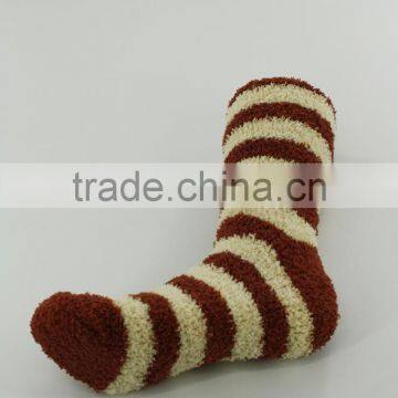 Red Strip Microfiber Cozy Indoor Home Socks Women photo-5