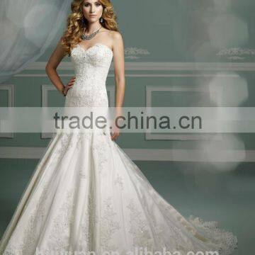 Sexy Puffy White Lace Mermaid Ukraine Wedding Dress photo-2