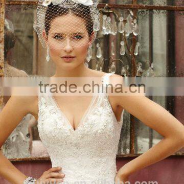 Sexy Deep v Neck Strap Lace Mermaid Personalized Wedding Apparel photo-3