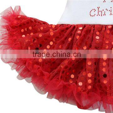 Latest Design Hot Sale Summer Dress 2017 Wholesale Cotton Clothing Sequin Kids Short Sleeve Red Baby Christmas Dress for Girl photo-4