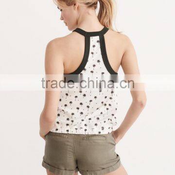 MGOO Black Binding String Tie Up T Shirt Sleeveless Custom Design Sexy Tops For Women photo-3