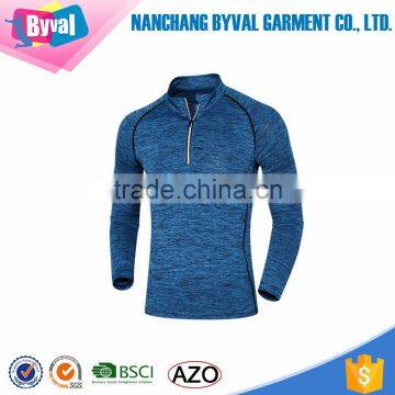 Hot Sale Half Zip Men Dry Fit Long Sleeve Polyester Spandex Shirt