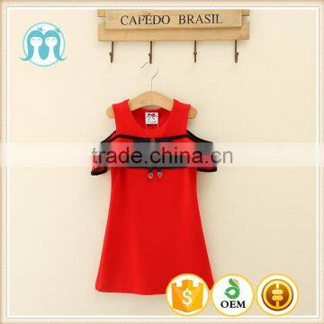 Summer trending product Leakage kids dress flower fancy baby dress in red