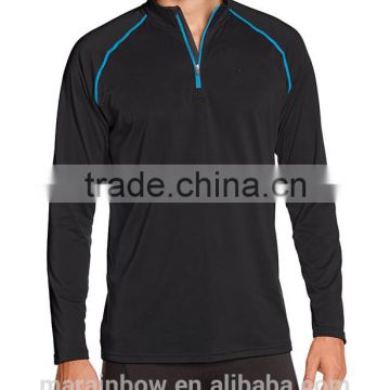 Dri-Fit Performance Raglan Long Sleeve T Shirt Jacket Top Quarter Zipper Pullover Jacket Black Plain Sports Top