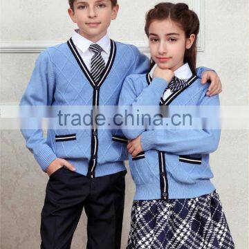 High Quality Sky Blue Customize Cardigan Beautiful School Uniform photo-4