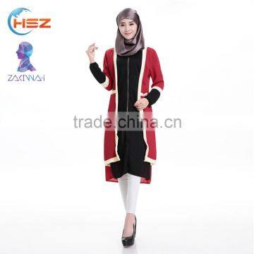 Zakiyyah 33134 Best -selling Wholesale Moroccan Round Collar Dresses Front Open Abaya With Geometry Printed Kaftan Abaya Dubai