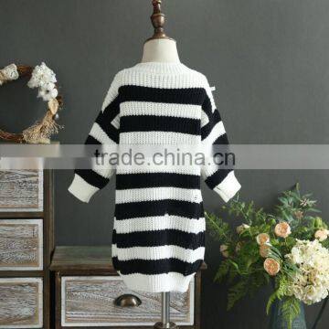 2-8 Years Wholesale 2017 New Fashion Winter Girls Knitted Sweater Striped Full Sleeve Pullover Long Style Girls Sweaters photo-3