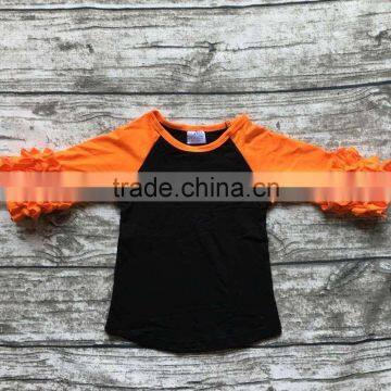 Free Shipping Girls Clothes O-neck Baby Girls Kids Icing Ruffle Raglan Tops Shirts Girls Casual Tops Fall Autumn Top T-shirt photo-4