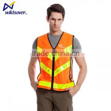 Railroad traffic work protection zip reflective running vest for caution