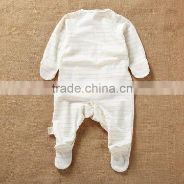2017 Spring Long Sleeves Baby Infants Romper Stripe Pattern Natural Colored Cotton Bodysuit Jumpsuit Onesie Wear Clothes photo-2