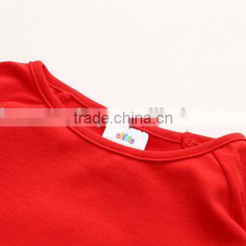 Wholesale Girls Plain Red White Flying Sleeve t Shirt Baby Girl Tops photo-3