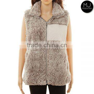 Wholesale Frosted Tip Heathered Zip Sherpa Woman Vest photo-4