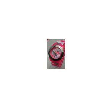 Pink / Red Army Camouflage Silicone Ice Watch Chinese / Japan Movt OEM / ODM